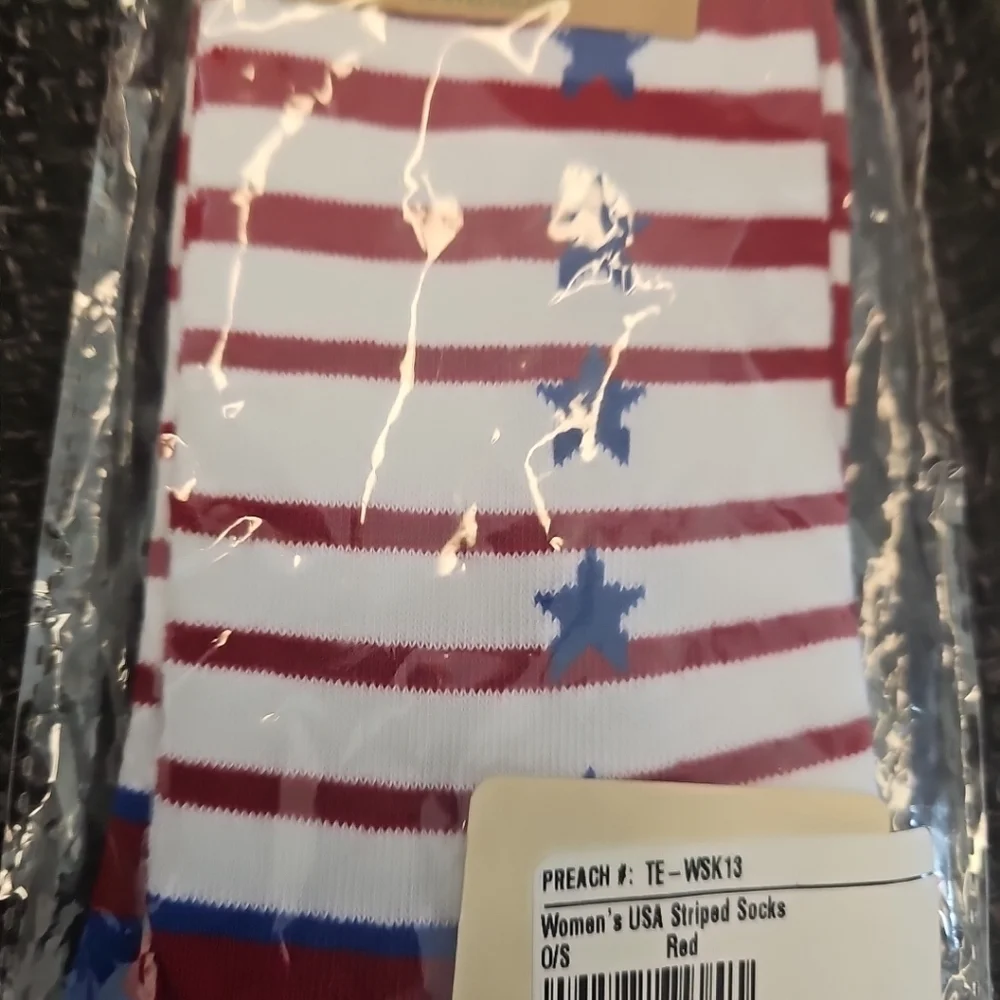 NWT Tipsy Elves Women's USA Striped Patriotic Socks One Size Red White & Blue